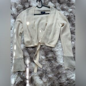 Magaschoni Cashmere Cream Tie-Front Cardigan